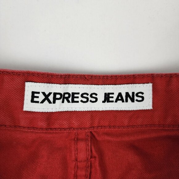 Express Jeans Mens 34x33 Red Rocco Slim Fit Straight Leg Denim - Picture 4 of 10